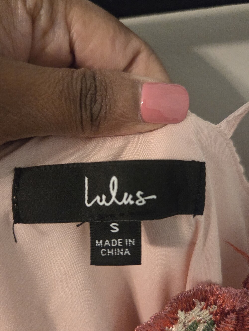 Lulus Womens Ethereal Muse Light Pink Satin Embroidered Midi Slip Dress. Sz S - Picture 12 of 12